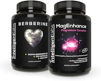 Intelligent Labs 2-in-1 Bundle of MagEnhance Magnesium Supplement (Magnesium L-Threonate Complex with Mg Glycinate and Mg Taurate) and Max Strength Berberine 500MG Capsules