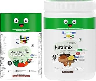 Pub Immunity Booster Kit for Kids| Nutrimix Powder 300g & Multivitamin Gummies (30 Day Pack) | Ragi, Bajra, Almonds & Multivitamins | Improves Immunity, Strength & Energy