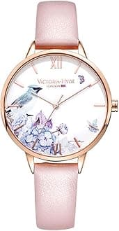 VICTORIA HYDE Women Watches Floral Dial with Genuine Leather Strap