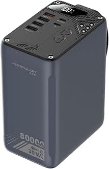 80000mAh High Capacity PD 30W Power Bank Fast Charging 22.5W Portable USB C Battery Packs with 5 Outputs & LCD Display Battery Bank for iPhone, Samsung, iPad ,Macbook & Outdoors Camping (GREY)