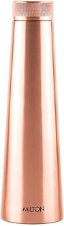 MILTON Copper Delight 1000 Bottle, 880 ml, Lacquer Coating, Curved bottle,100% Pure Copper, BPA Free, Leak Proof, Office Bottle, Boosts Immunity, Supports Digestive & Liver Health, Ayurveda Inspired