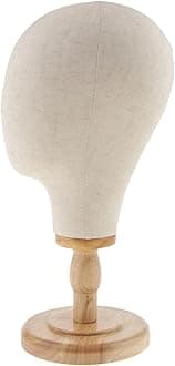 Canvas Block Head Mannequin Head Wig Display Styling Head With Plastic Wooden And Mount Hole, Great Wig/Hat/Glasses Holder