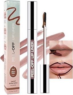Matte Liquid Lip Stain Peel Off Lip liner Tattoo, Brown Matte Peel Off Lip Stain, Long Lasting Waterproof Lipstick Lip Gloss Stain, Transfer-proof for All Skin Types, 0.12 fl oz 02#