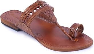 Womens Kolhapuri Chappal Genuine Leather Handcrafted Sandal Smooth and Comfortable Flip Flops Slipper Anti Slip Design Traditional Footwear