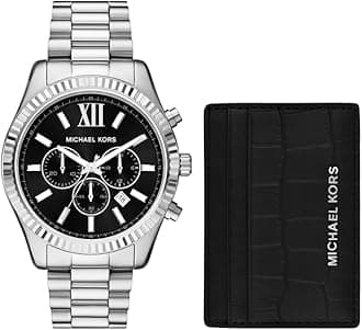 Michael Kors Lexington Watch for Men, 44mm Quartz Chronograph Movement with Stainless Steel Strap