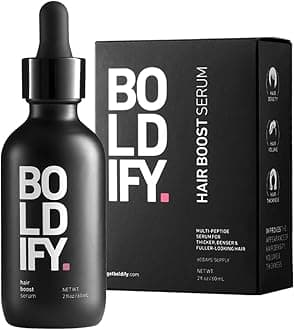 BOLDIFY Hair Growth Serum - 2 oz, 30 Natural Boosters + 4 Clinically Proven Peptides, Lightweight Non-Greasy Scalp Treatment for Thicker, Fuller Hair for Women & Men