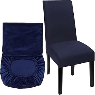High-Back Chair Covers for Dining Room Chairs – Spandex Stretch, Universal Armless Chair Protective Slipcover, Removable & Washable for Kitchen, Wedding, Party, Banquet & Hotel, Navy Blue, Pack of 8