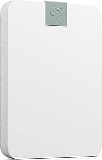 Seagate Ultra Touch HDD 2TB, External HDD, Cloud White, Post-Consumer Recycled material, USB-C compatibility with PC, Mac & Chromebook, Data Rescue Services (STMA2000400)