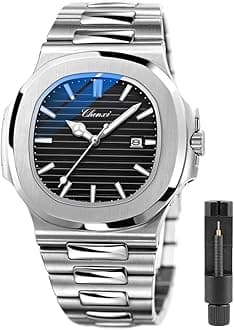 Geometric Case Octagonal Design Men's Business Watch, Men's Waterproof Luminous Quartz Watch, Stainless Steel Date Quartz Watches for Men