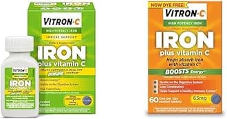 Vitron-C High Potency Iron Supplement with Vitamin C, 60 Count, Pack of 2