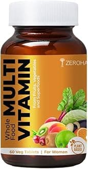 - ZEROHARM Whole Food Multivitamin for Women - With Omega DHA, Essential Vitamins & Minerals - Vitamin C, B, D, A, Biotin, Iron, Zinc, Selenium - Energy, Immunity & Hair Skin Health - 60 Veg Tablets
