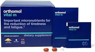 Orthomol Vital M Powder & Tablet Packet for Men, 30-Day Vitamin Supplement – Daily Energy, Fatigue Reduction & Vitality Support with Vitamins A, B, C, D, E, K, Omega-3 & Iodine