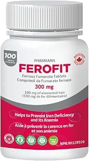 Pharmaris Ferofit - Ferrous Fumarate 300mg (100mg Elemental Iron), Prevents Anemia Due to Deficiency, Iron Supplement for Women & Men, 100 Tablets