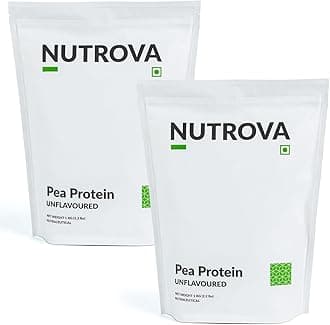 NUTROVA Pea Protein Powder, Vegan Protein Isolate 2 Kgs(Pack Of 2X1000 Gms)|No Added Sugar, Artificial Sweeteners Or Flavours|Vegan & Gluten-Free|80% Protein Content, 8G Protein Every 10G Scoop.
