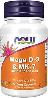 Foods, Mega D-3 & MK-7, Vitamin D3 and K2, Depot, Every 5 Days 1 Capsule, High Dose, 60 Capsules, Gluten Free, Non GMO