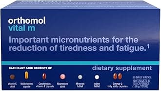 Orthomol Vital M Tablet Packets, Men's Multivitamin, 30-Day Supply, Vitamins A, B, C, D, E, K, Iodine, Omega-3…