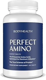 BodyHealth PerfectAmino Easy to Swallow Tablets, Essential Amino Acids Supplement with BCAAs, Vegan Protein for Pre/Post Workout & Muscle Recovery with Lysine, Tryptophan, Leucine (80 Servings)