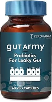 Gut Army Probiotics For Leaky Gut | Probiotics for Gut Health | Digestive Health Supplements | L Reuteri, Lactobacillus | Plant-Based Gut Cleanse & Digestion Support | 60 Veg Capsules By ZEROHARM