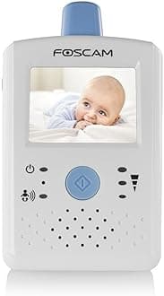 Foscam FBM2307 Digital Video Baby Monitor - Night Vision, 2.4" Touchscreen LCD, VOX Video Toggle, Night Light Function, Rechargeable Battery, 2.4 Ghz Wireless (White/Blue)