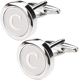 DannyshiMens Classic Stainless Steel Initial Cufflinks 26 Alphabet Initial Letter Cufflinks Business Wedding Shirts A-Z