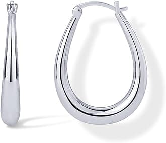 PAVOI 14K Gold Plated 925 Sterling Silver Posts Oval Chunky Hoop Earrings for Women - Trendy Statement Thick Gold Hoops - Lightweight Dangle Earrings