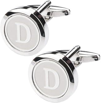 Mens Classic Stainless Steel Initial Cufflinks 26 Alphabet Initial Letter Cufflinks Business Wedding Shirts A-Z