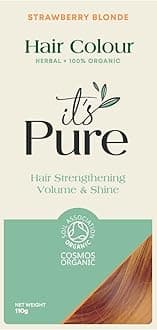 It's Pure Organic Henna Hair Dye in Strawberry Blonde | 100% Natural, Vegan, & Gluten Free | PPD Free Hair Dye, Ammonia Free, Resorcinol Free & Peroxide Free | Volumising, Strengthening & Revitalising