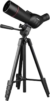 25-75x60 Spotting Scope with 64in Tripod, Carry Bag - Clear Low Light Vision Spotting Scopes - Fogproof Spotting Scopes for Target Shooting, Hunting, Birding, Wildlife Viewing (Black)