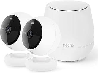Noorio B200 Outdoor Surveillance Camera Set, Battery, Wi-Fi, Colour Night Vision, Wireless Battery with Magnetic Attachment, AI Person/Motion Detection, 2-Way Audio, 8 GB Free Local Memory, IP66