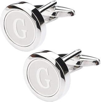 Mens Classic Stainless Steel Initial Cufflinks 26 Alphabet Initial Letter Cufflinks Business Shirts A-Z
