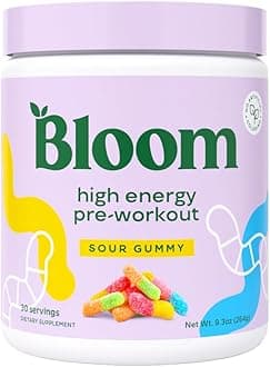High Energy Pre Workout Powder, Amino Energy with Beta Alanine, Ginseng & L Tyrosine, Natural Caffeine Powder from Green Tea Extract, Sugar Free & Keto Drink Mix (Sour Gummy)