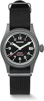 BODERRY Men's Watch Titanium Automatic Field Watch 38mm Military Watch Day Date Function 100M Waterproof with Nylon Strap Japanese NH35 Mechanical Movement & Screw Down Crown—LANDMASTER