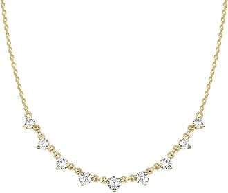 PAVOI 14K Gold Plated Station Necklace | Simulated Diamond BTY Necklace | Womens CZ Chain Necklace | Layering Necklaces