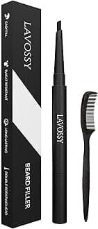 Beard Pencil - Long Lasting and Easy to Use Beard Pen with Blending Brush for Natural, Water/Sweat Proof Results (Light Brown, 1 Count)