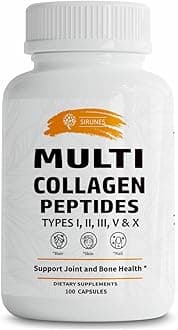 SIRUNES Multi Collagen Peptides Capsules - Non-GMO & Gluten Free Type I, II, III, V, X Hydrolyzed Collagen Supplements with Vitamin C - Supports Healthy Hair, Skin, Nails, & Joints - 100 Capsules