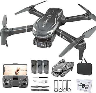 FLYVISTA Cool Mini Drone with Camera for Kids Adults Beginners, 1080P FPV Camera Remote Control Drone for Kids with 3 Batteries, One-Click Take Off/Landing, Altitude Hold, Headless Mode, 360° Flips, 3-Gear Speeds , Emergency Stop, Toys Gifts for Adults Beginner and Kids