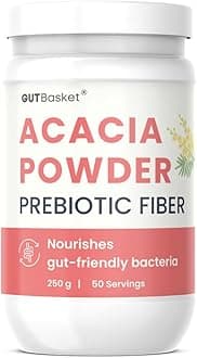 Gutbasket Acacia Powder Prebiotic (250g) - Prebiotic Fiber Supplement for Digestive Health & Gut Wellness - Vegan, Gluten-Free, Non-GMO - Nourishes Gut Microbiome, Easy on Your Gut