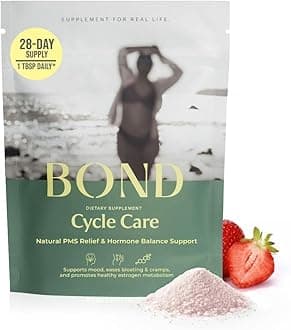 BOND Cycle Care – PMS Support Supplement & Hormone Balance for Women – Cortisol Reducer with Ashwagandha, L-Tryptophan, Magnesium, Turmeric Extract & Glutathione for Mood & Cycle Relief, 28 Servings