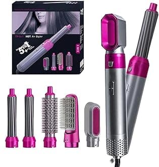 Hot Air Brush For 5 In 1 Hot Air Styler Hair Dryer Comb Multifunctional Styling Tool Fast Heating Crimper Wand Manual Curler In All Hair Type,Negative Ion Comb For Straightening, 200 Watts