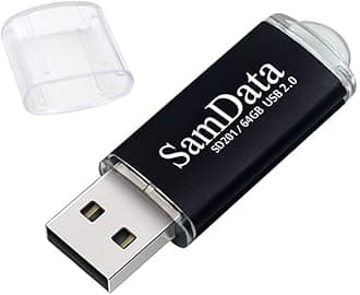 SamData USB Flash Drives 64GB 1 Pack USB 2.0 Thumb Drives Memory Stick with Led Indicator (Black, 64GB-1Pack)