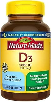 Nature Made Vitamin D3 2000iu 320 Ct. Soft Gels (Packaging May Vary)
