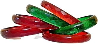 Glass bangles Kada set/Red Green Mehrun color for women (set of 6)