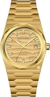 Specht & Söhne 222 Gold Watch Men's Watches Automatic Mechanical Wriswatch Japan NH35 Movt Sports Wristwatch 37MM Waterproof