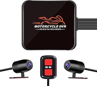 VSYSTO Motorcycle Video Driving Recorder No Screen Dash Cam 2 Channels Lens Front & Rear Dual 1080P Backup Camera with WiFi Night Vision G-Sensor Loop Recording