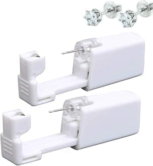 Ear Piercing Kit, 2 Pack Disposable Piercing Tool with Alcohol Pad and Earrings (5mm Crystal)