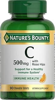 Nature's Bounty Vitamin C, Support for a Healthy Immune System, 500 mg Vitamin C with Rosehips, 90 Chewable Tablets