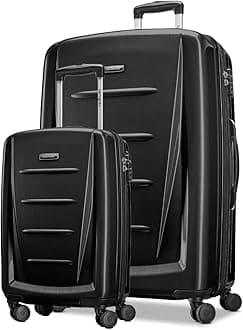 Winfield 2 2 Pc Set (57 + 80 cm), 4 Spinner Wheels, Polycarbonate, Brushed Anthracite|Cross Ribbons|Expandable|Inner Mesh Zippered Pocket|TSA Lock - 3 Years International Warranty