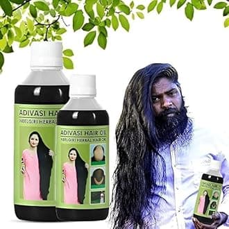 Original Adi.vasi Hair Growth Oil 200 ML Ayurvedic Adiwasi Herbal Kesh tel with Natural Rosemary essential & Biotin for Control Hairfall anti-dandruff (PACK OF - 2), Black