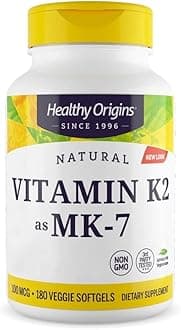 Healthy Origins, Vitamin K2 as MK-7, 100 mcg, 180 Vegetarian Softgels, High Strength, Gluten Free, SOYA Free, Non-GMO
