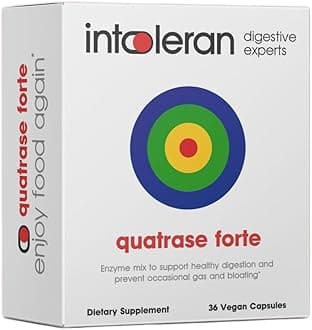 Intoleran Fodmix (Quatrase) Digestive Enzymes - 36 Capsules | Highly Dosed Supplement for FODMAP Intolerance | Helps Digest Lactose and Complex Carbohydrates | Pure & Vegan | Low FODMAP